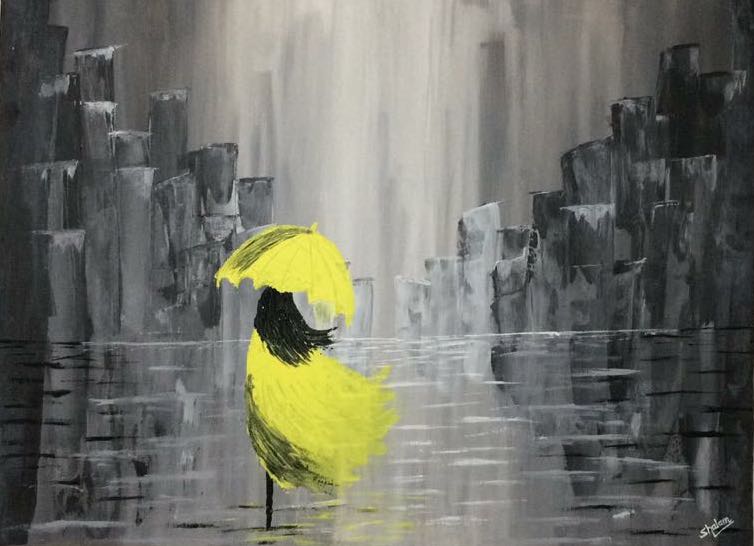 A-girl-walking-in-the-rain-in-the-city
